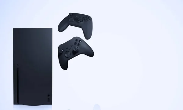 Console Jeu Nouvelle Génération Contrôleurs Sur Fond Blanc — Photo