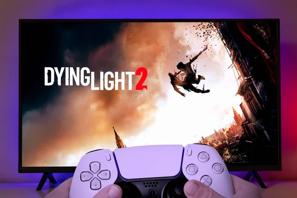 Man Playing Dying Light Playstation Controller Fev 2022 Sao Paulo — Stock Photo, Image