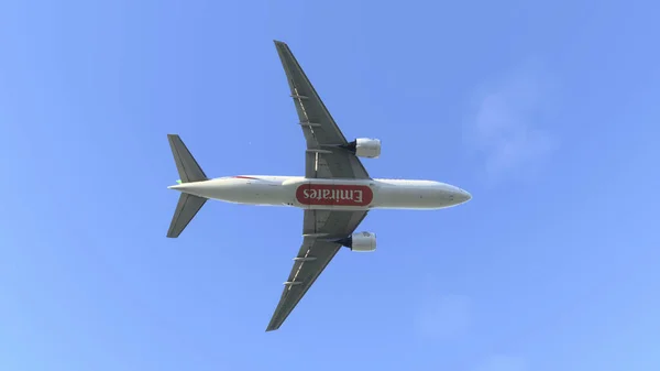 Comercial Boeing 777 Emirates Uçuşu Fev 2022 Sao Paulo Brezilya — Stok fotoğraf