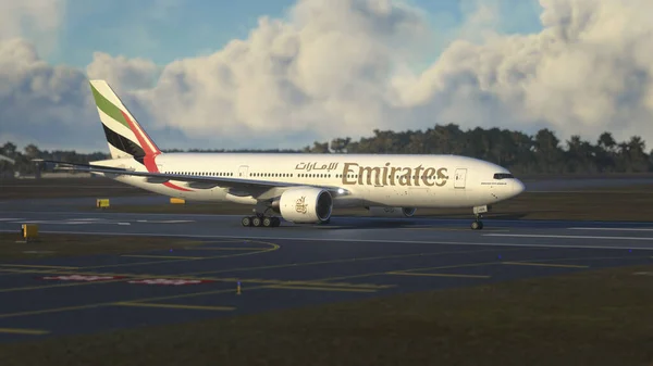 Comercial Boeing 777 Emirates Taxing Fev 2022 Sao Paulo Brésil — Photo
