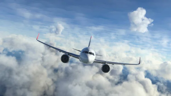 Коммерческий Самолет Летящий Над Облаками — стоковое фото