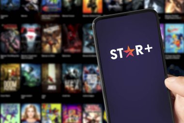 Smarthphone with Star Plus app running, 6 Apr, 2022, Sao Paulo, Brazil clipart