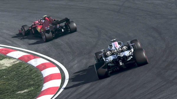 Ferrari Mercedes Cars Running Track Illustration Apr 2022 Sao Paulo — Fotografia de Stock