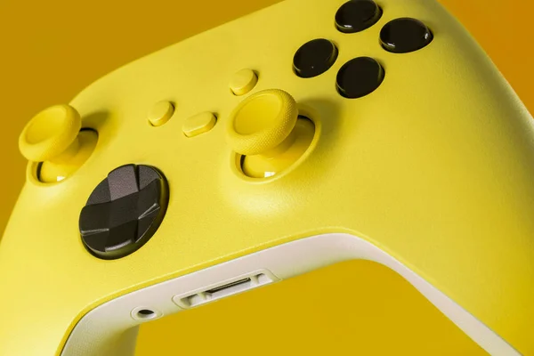 Yellow Game Controller Yellow Background — Photo