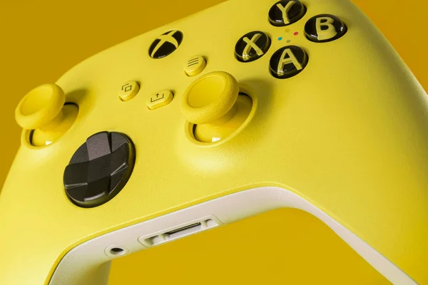 Yellow Xbox Controller Apr 2022 Sao Paulo Brasilien — Stockfoto