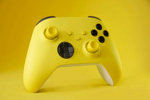 Yellow Game Controller Yellow Background — Foto Stock
