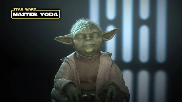 Meister Yoda Mit Star Wars Logo Und Namen Illustration August — Stockfoto