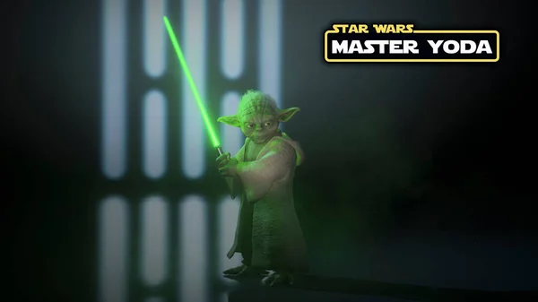 Meister Yoda Mit Star Wars Logo Und Namen Illustration Juni — Stockfoto