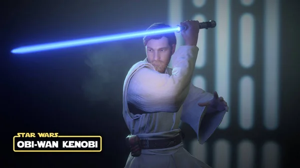 Obi Wan Kenobi Con Logotipo Nombre Star Wars Ilustración Aug —  Fotos de Stock