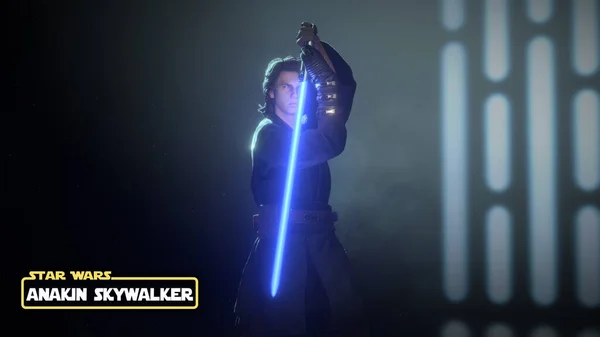 Anakin Skywalker Met Star Wars Logo Naam Illustratie Aug 2021 — Stockfoto