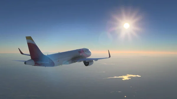 Airbus A320 Iberia Repül Spanyolország Felett Tiszta Május 2022 Spanyolország — Stock Fotó