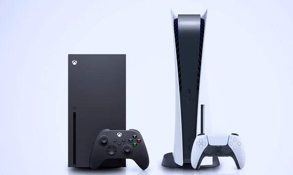 Xbox系列X和Playstation 5台主机和控制器 5月20日 巴西圣保罗 — 图库照片