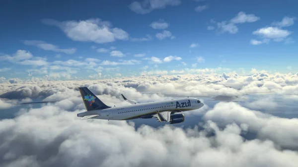 Airbus A320 Neo Azul Airlines Repül Felhők Felett Jún 2022 — Stock Fotó