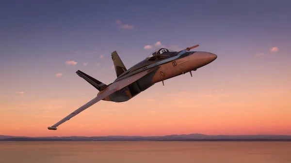 Maverick Top Gun Avión Volando Sobre Increíble Atardecer Jun 2022 — Foto de Stock