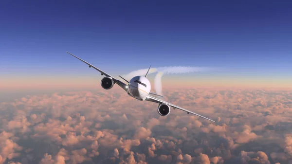 Komérikus Repülőgép Repül Felhők Felett — Stock Fotó