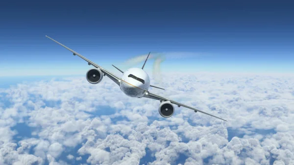 Коммерческий Самолет Летящий Над Облаками — стоковое фото