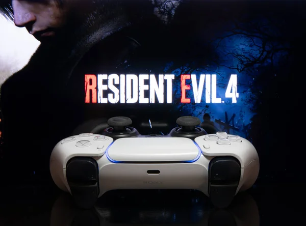 Controlador Serie Xbox Con Logotipo Resident Evil Foco Selectivo Pantalla — Foto de Stock