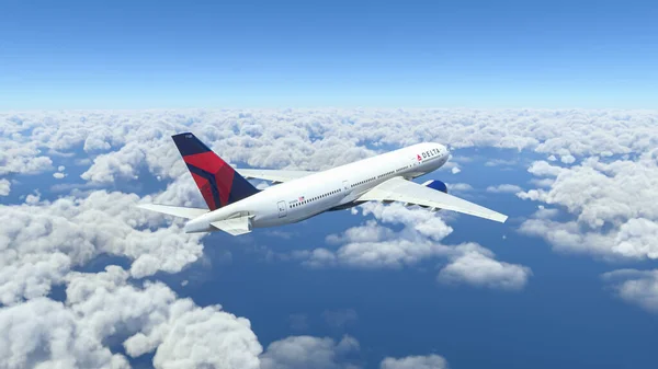 Boeing 777 Delta Airlines Flug Über Den Wolken Illustration Juni — Stockfoto