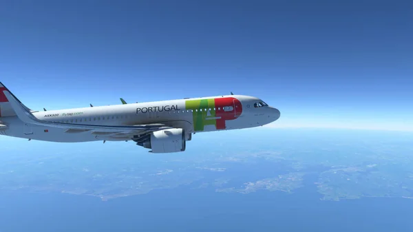 Airbus A320 Tap Air Portugal Flug Über Den Blauen Himmel — Stockfoto