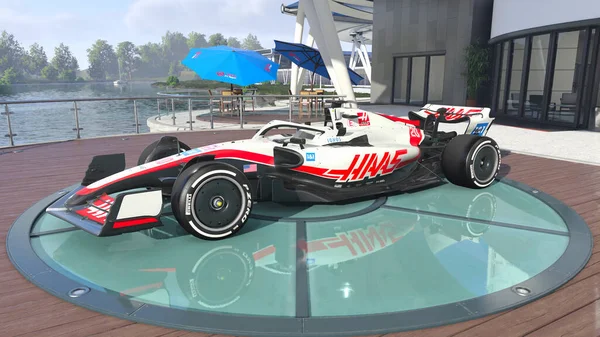 Haas Team Car Illustration Jul 2022 Sao Paulo Brazil — Stockfoto