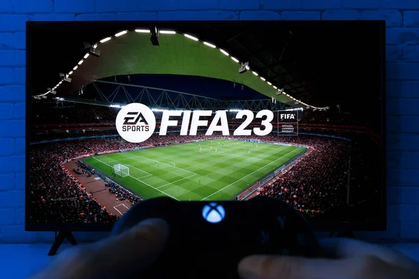 Man Play Fifa Xbox Controller Aug 2022 Sao Paulo Brazil — Photo