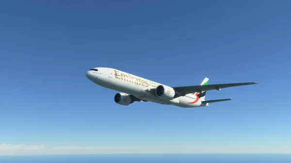 Boeing 777 Emirates Flying Blue Sky Aug 2022 New York — Stockfoto