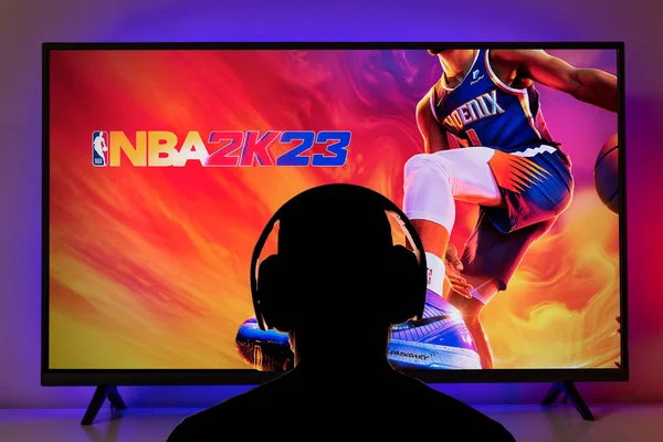 Man Headphone Play Nba 2K23 5Th Sep 2022 Sao Paulo — Stockfoto