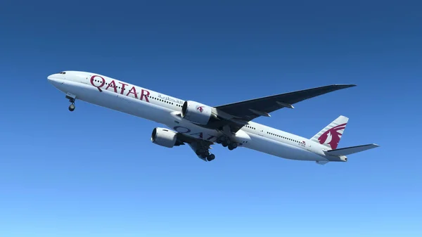 Boeing 777 Qatar Airways Partida Aeroporto Internacional Hamad Set 2022 — Fotografia de Stock
