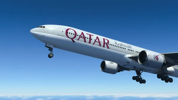 Boeing 777 Qatar Airways Departure Hamad International Airport Sep 2022 — Stock Photo, Image