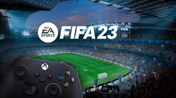 Contrôleur Xbox Series Logo Fifa Écran Télévision Oct 2022 Sao — Photo