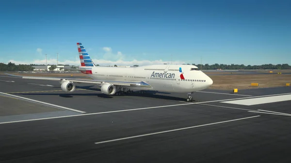 Boeing 747 American Airlines Bereitet Sich Auf Den Start Auf — Stockfoto