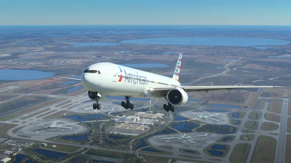 Start Einer Boeing 777 300 American Airlines Flughafen Orlando 2022 — Stockfoto