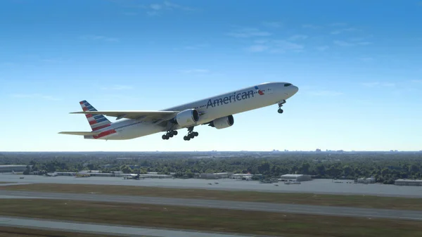 Start Einer Boeing 777 300 American Airlines Flughafen Orlando 2022 — Stockfoto