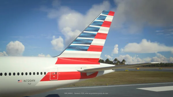 波音777 300美国航空公司机尾标识 2022年10月10日 美国奥兰多 — 图库照片