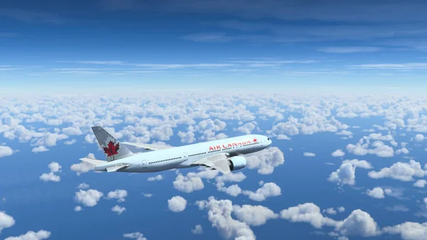 Kommerzielle Boeing 777 200 Air Canada Flug Über Den Blauen — Stockfoto