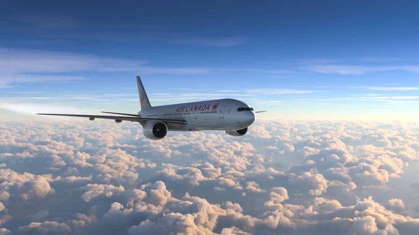 Boeing Commercial 777 200 Air Canada Survolant Ciel Bleu Oct — Photo