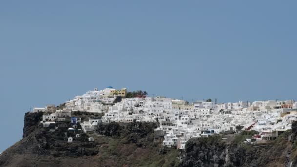 Panoramablick Auf Die Berühmte Weißgetünchte Gegend Von Imerovigli Auf Santorin — Stockvideo