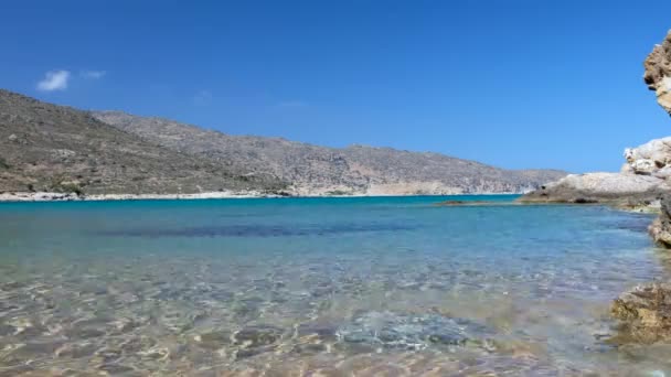 Snová Pláž Kalamos Řecku Jedinečnými Čistými Vodami — Stock video