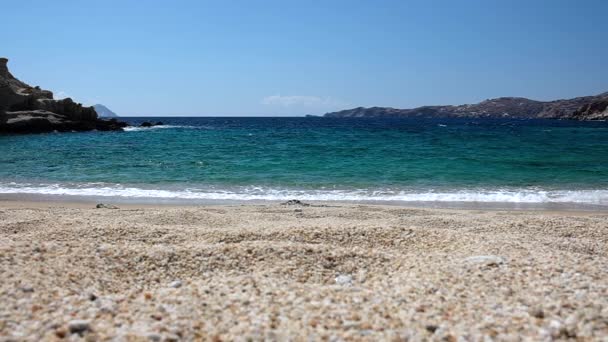Incredibile Vuota Spiaggia Sabbiosa Klima Ios Grecia Rallentatore — Video Stock