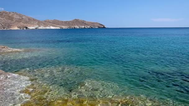 Der Wunderschöne Strand Von Tzamaria Mit Seinem Klaren Türkisfarbenen Wasser — Stockvideo
