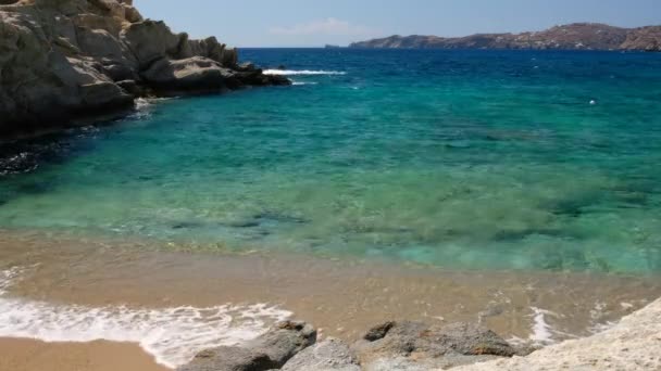 Piękna Marzycielska Piaszczysta Plaża Klima Ios Grecja — Wideo stockowe