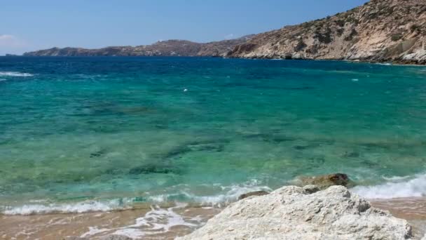 Bela Sonhadora Praia Areia Klima Ios Grécia — Vídeo de Stock