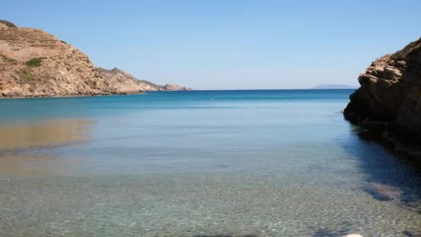 Spiaggia Paradisiaca Sabbia Turchese Kolitsani Ios Grecia — Video Stock