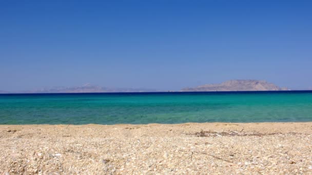 Вигляд Дивовижний Піщаний Бірюзовий Пляж Агія Теодоті Греції — стокове відео