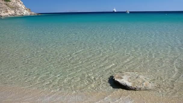 ギリシャのコリツァニの美しいターコイズブルーのビーチの素晴らしい景色 — ストック動画