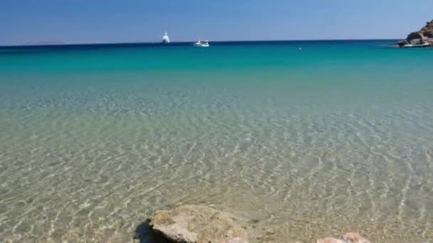 Incredibile Vista Sulla Bellissima Spiaggia Turchese Kolitsani Ios Grecia — Video Stock