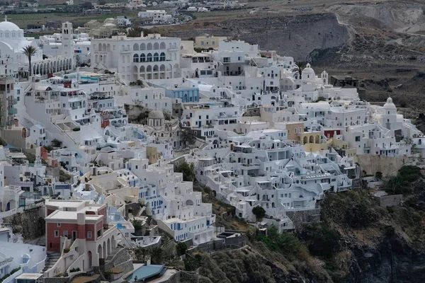 Panoramautsikt Över Den Pittoreska Byn Fira Santorini — Stockfoto