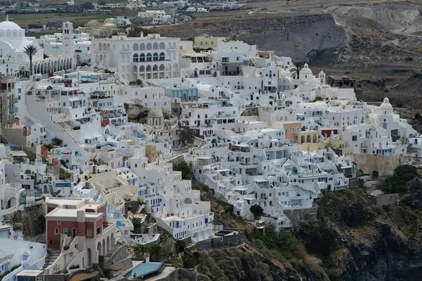 Panoramautsikt Över Den Pittoreska Byn Fira Santorini — Stockfoto