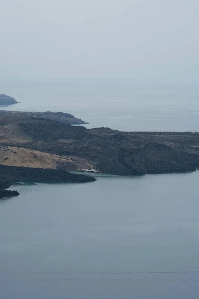 Panoramisch Uitzicht Vulkaan Nea Kameni Egeïsche Zee Santorini Griekenland — Stockfoto