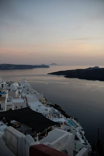 Santorini Grecia Mayo 2021 Vista Panorámica Del Impresionante Pueblo Fira — Foto de Stock